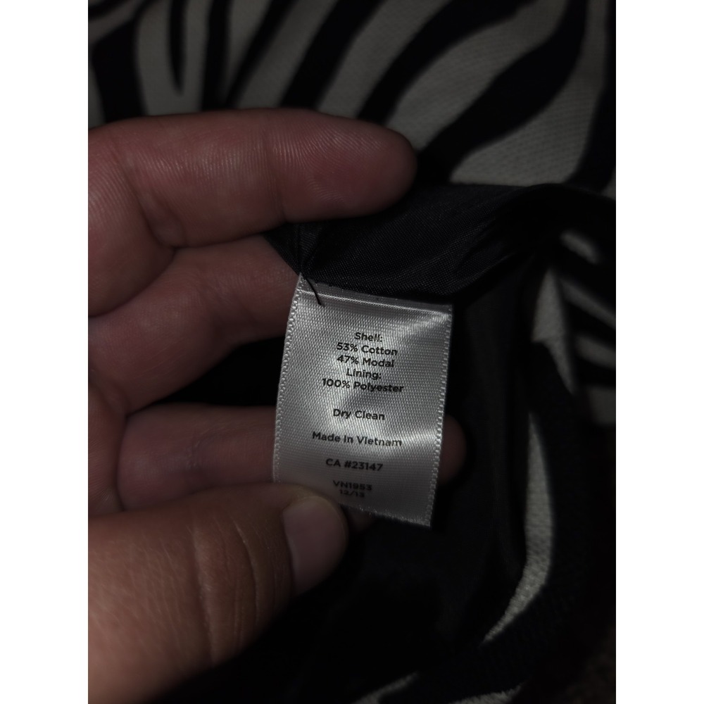 Talbots Animal Print Cotton Trench Coat Black White Zebra 12 Women's - Picture 6 of 11